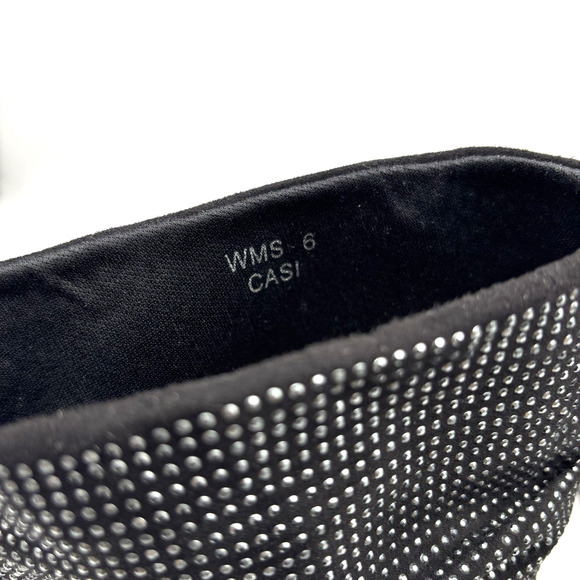 Vintage Y2K Report 'CASI' Black Faux Suede Rhinestone Block Heel Slouchy Boots 6 - Picture 11 of 15